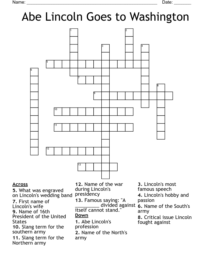 Abe Lincoln Goes to Washington Crossword