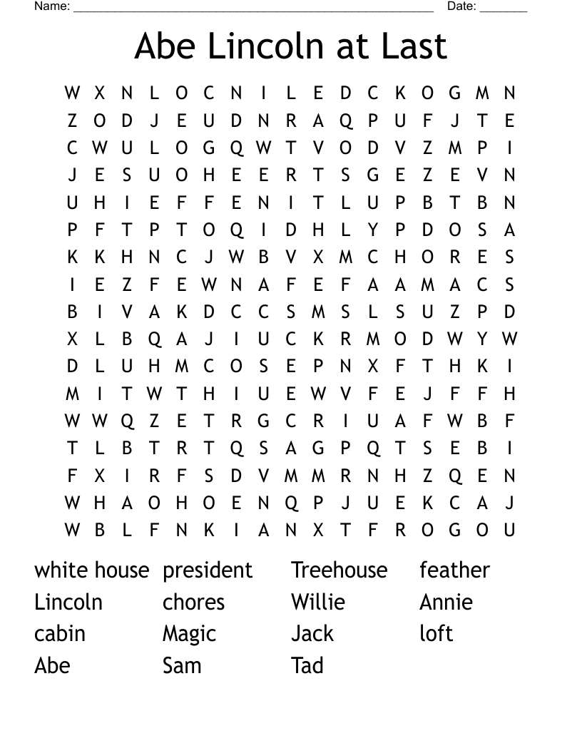Abe Lincoln at Last Word Search