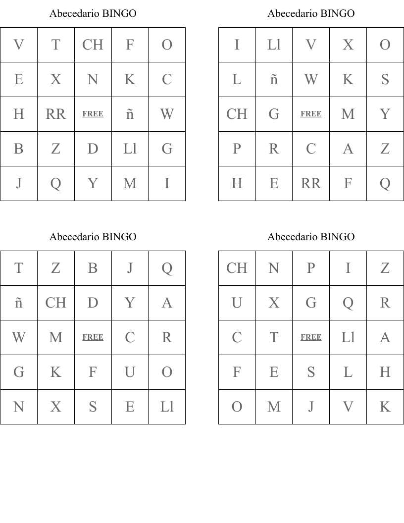 Abecedario BINGO