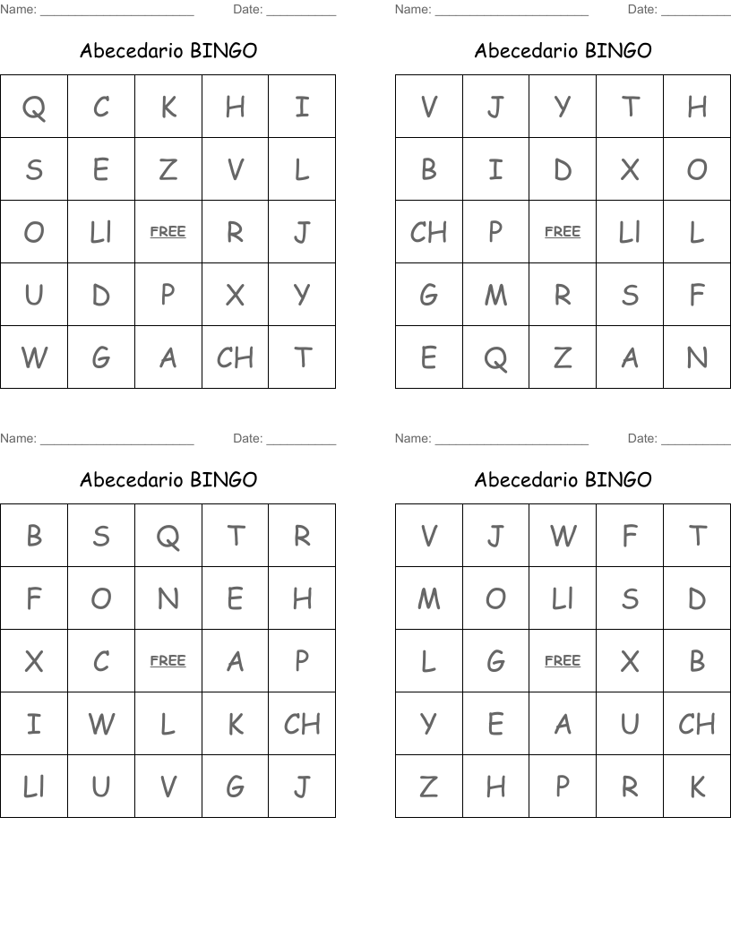 Abecedario BINGO