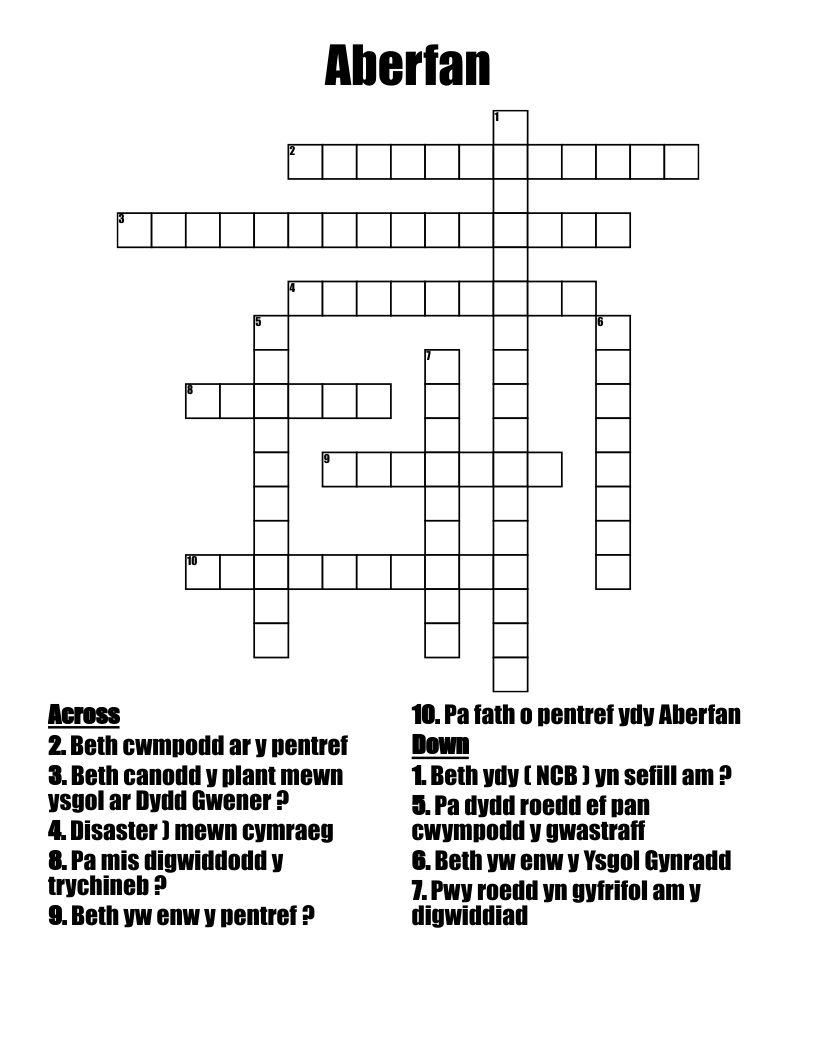 Aberfan Crossword