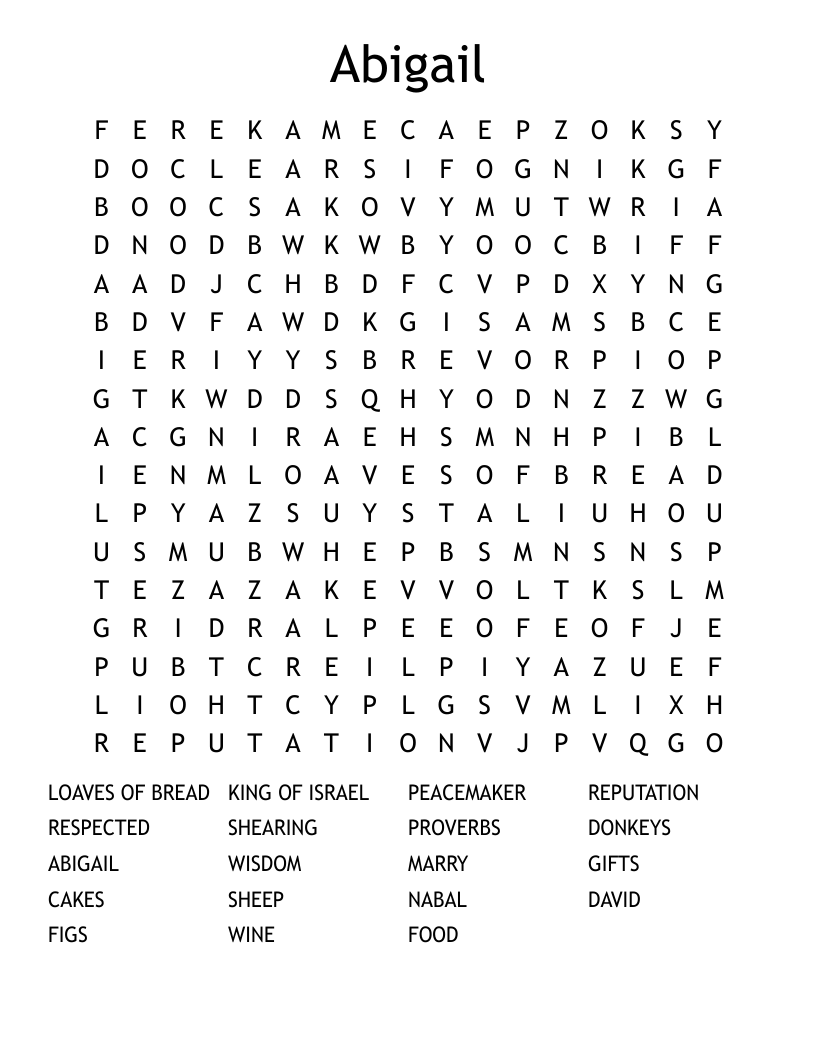Abigail Word Search