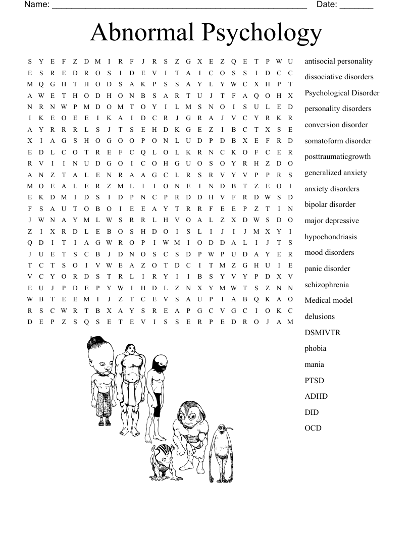 Abnormal Psychology Word Search