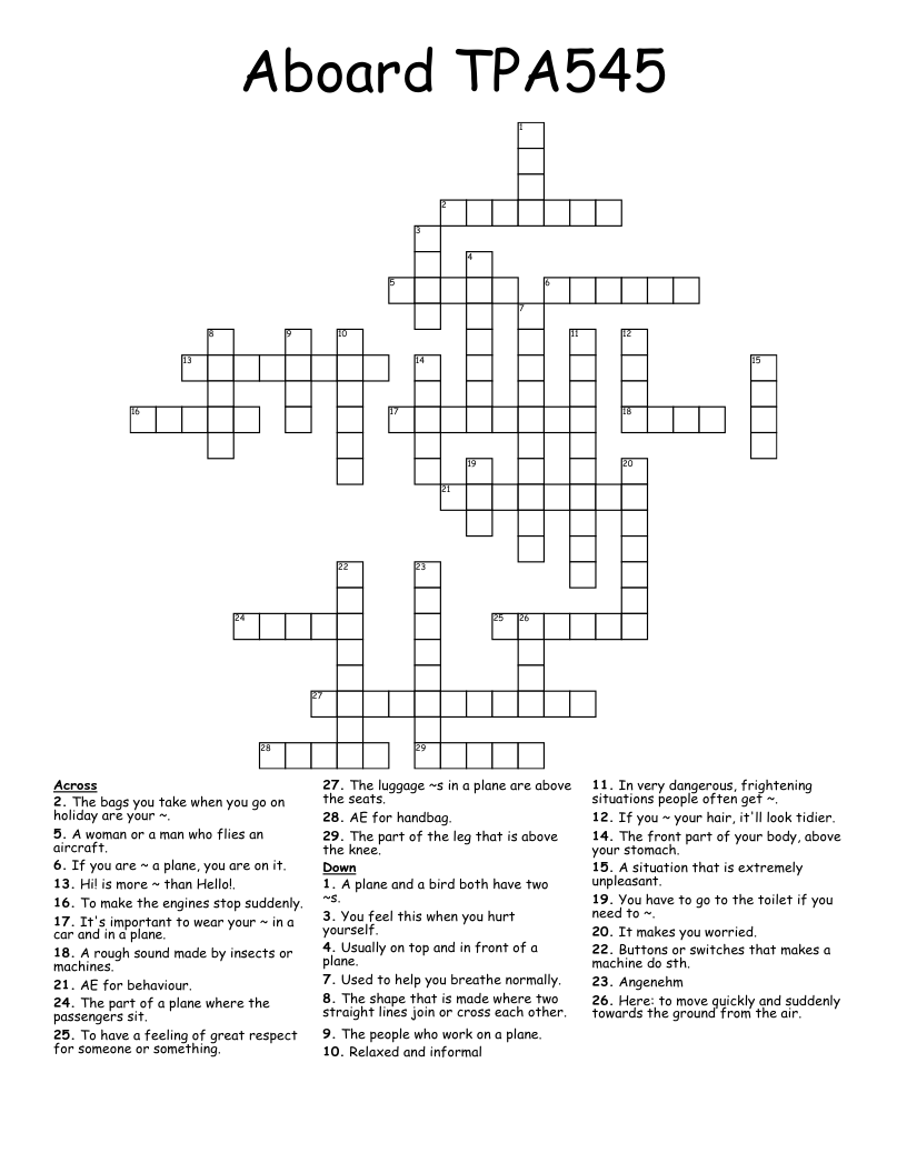 Aboard TPA545 Crossword
