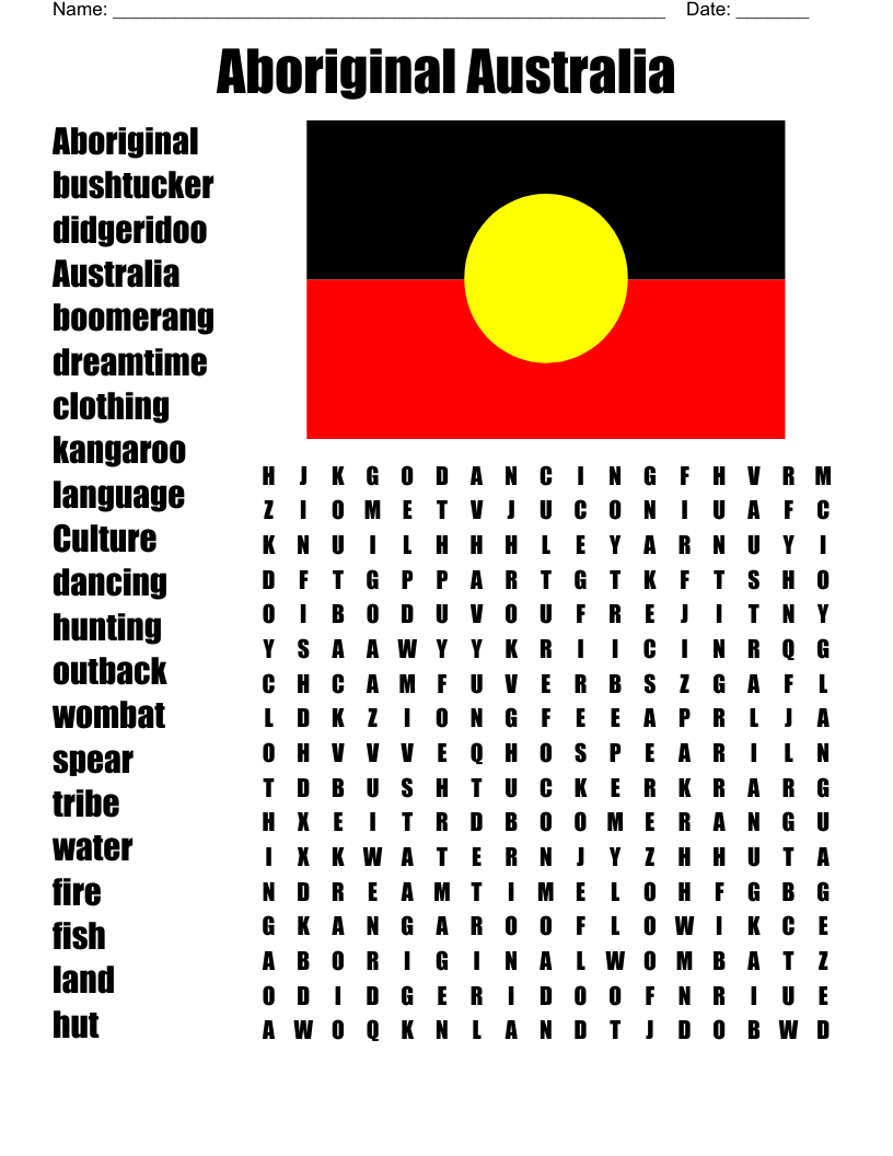 Aboriginal Australia Word Search