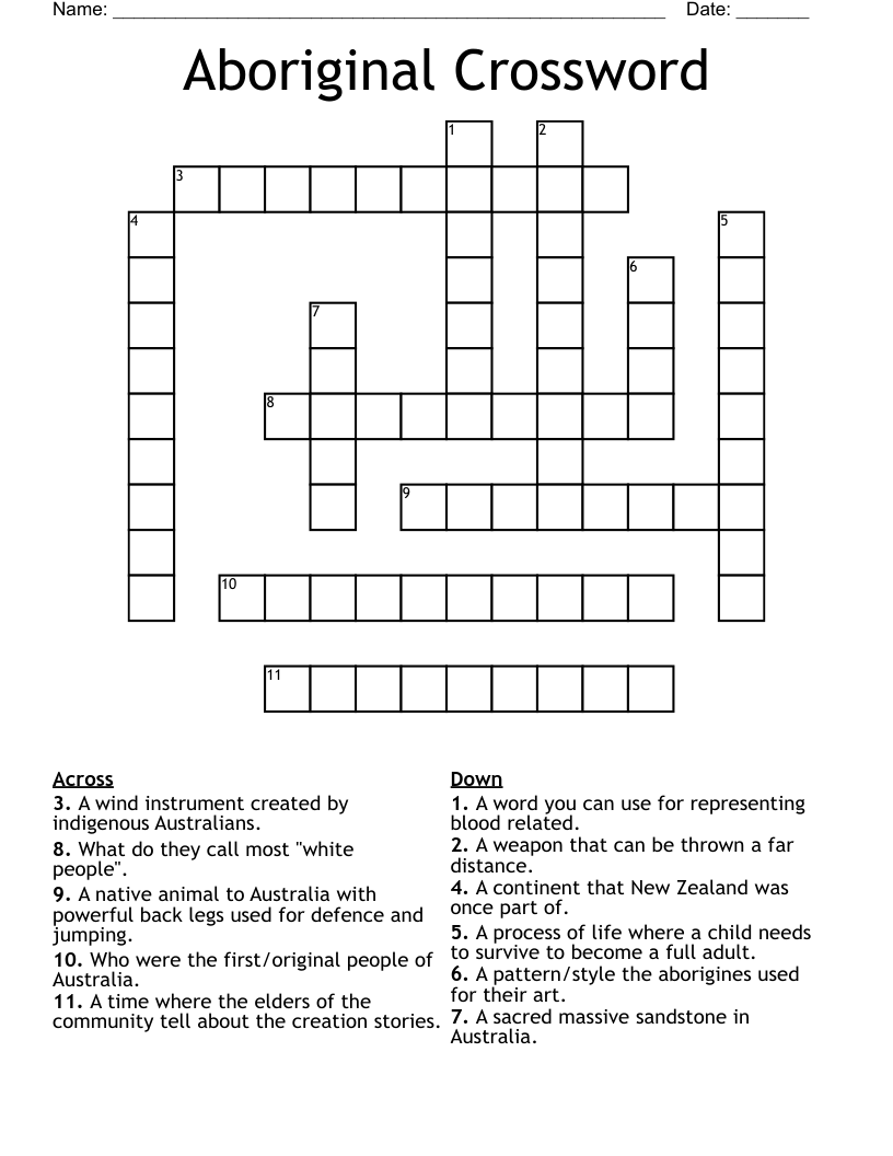 Aboriginal Crossword