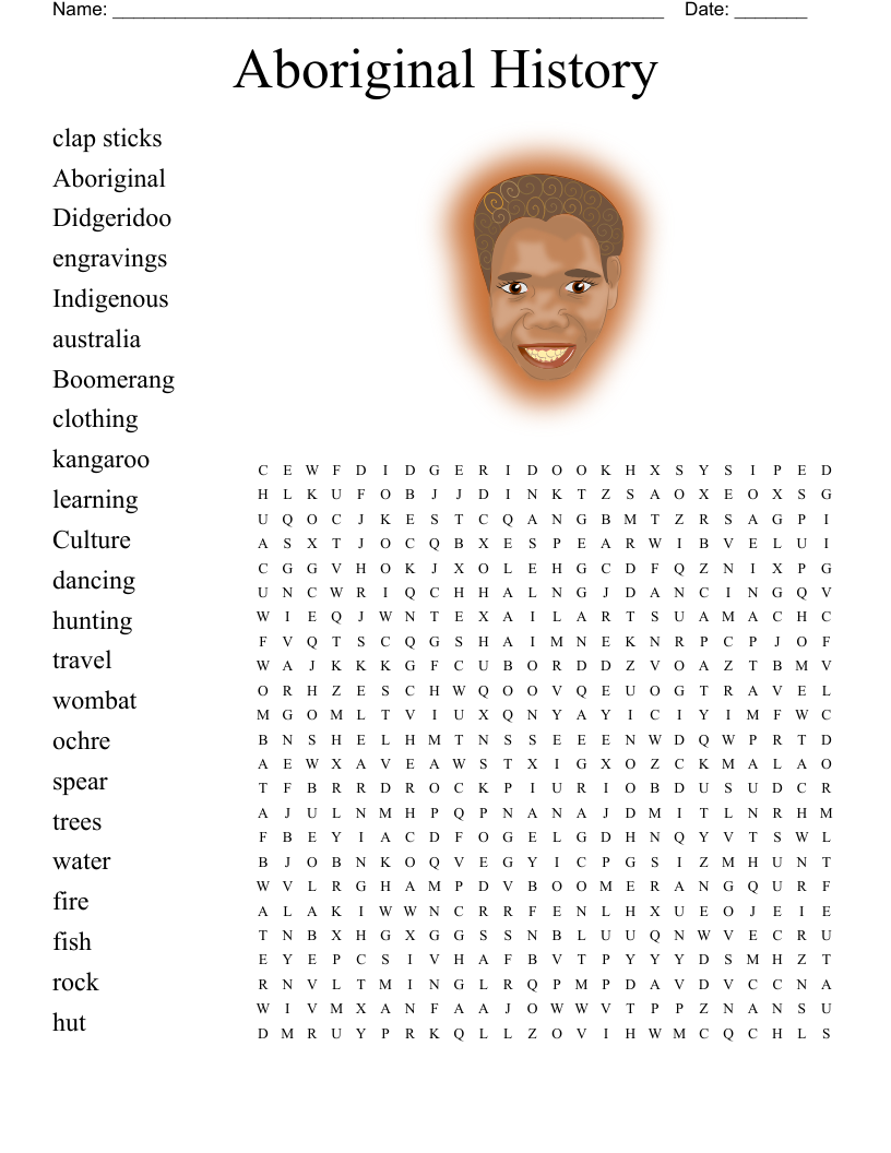 Aboriginal History  Word Search