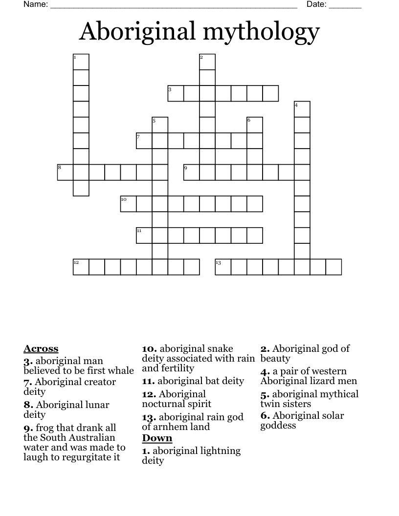 Aboriginal mythology Crossword