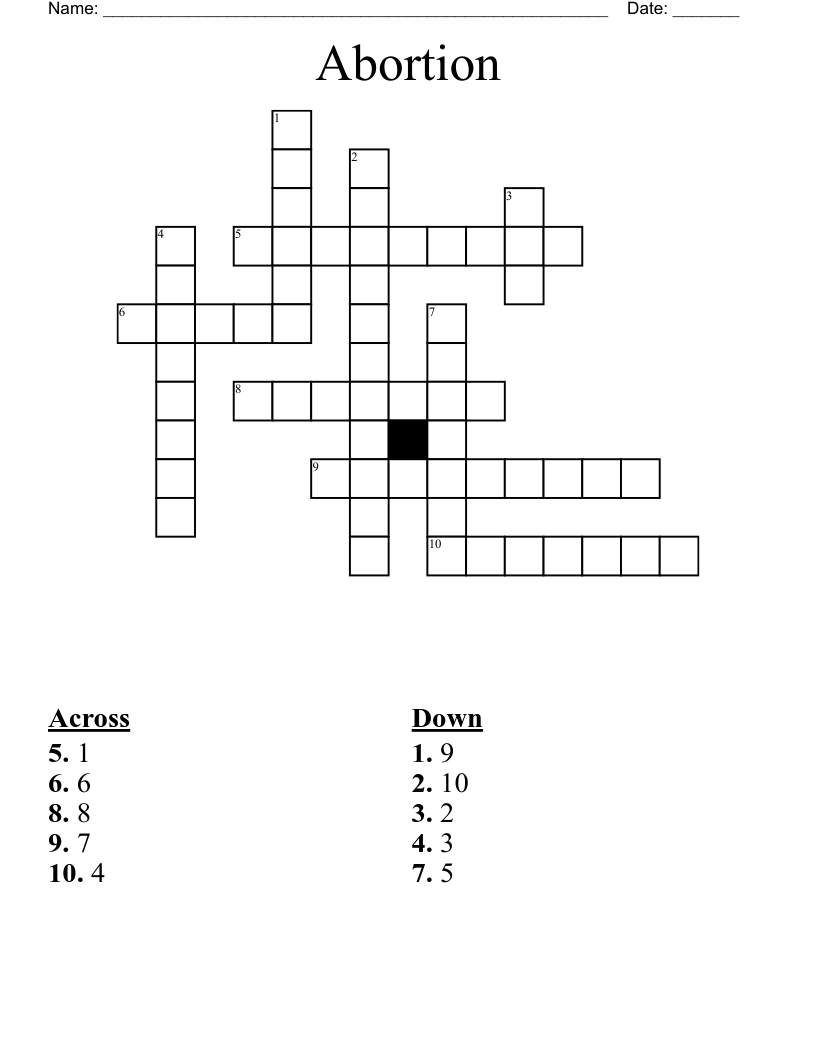 Abortion Crossword