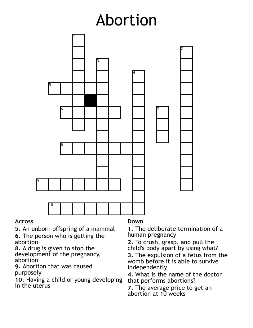 Abortion Crossword