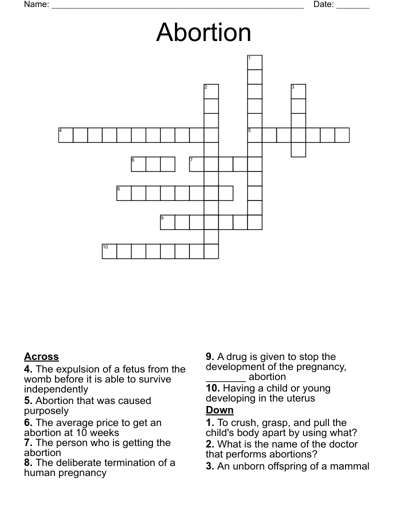 Abortion Crossword