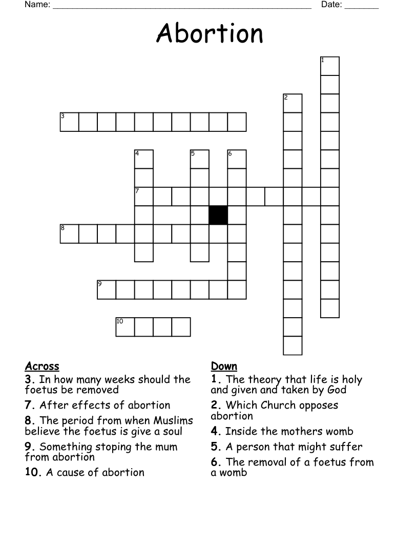 Abortion Crossword