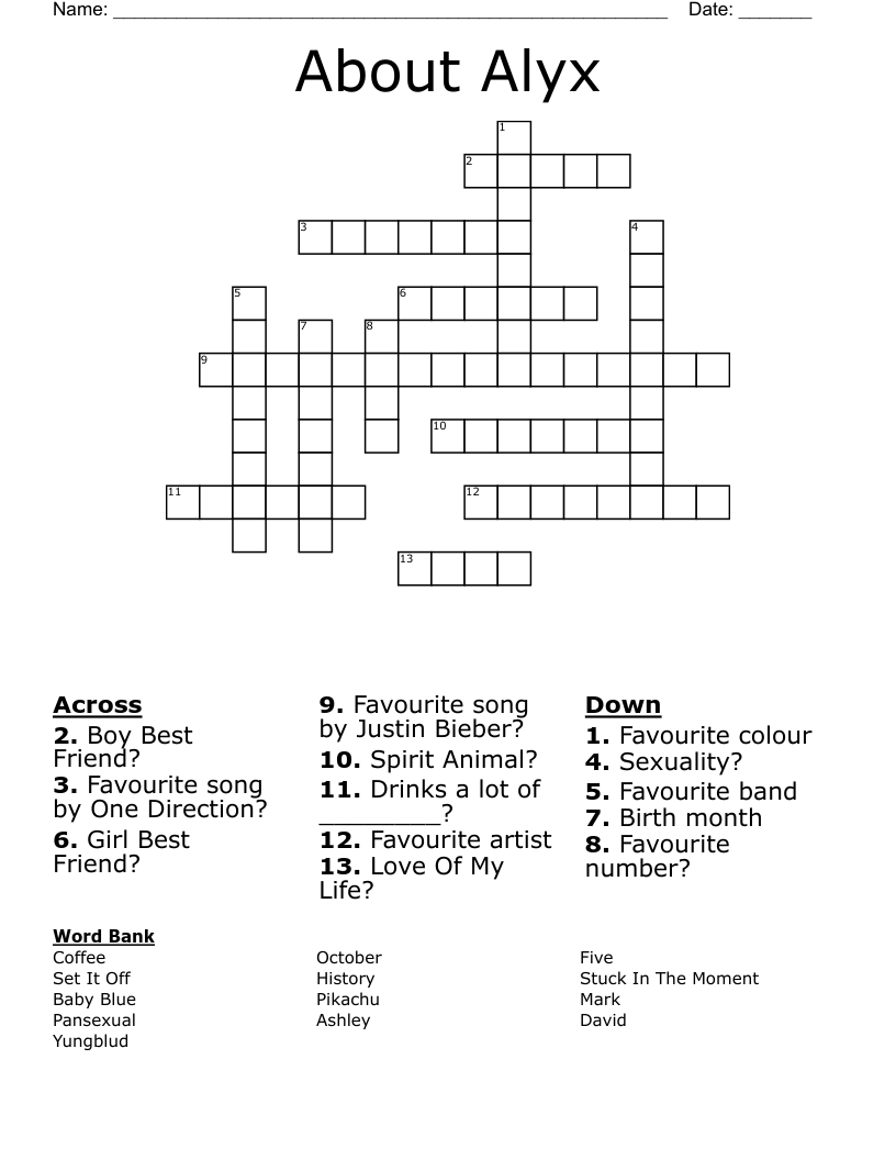 About Alyx Crossword