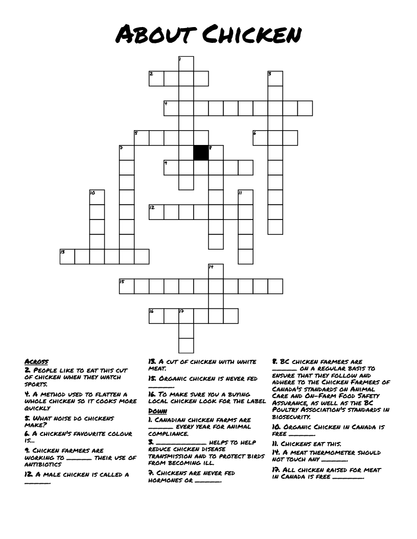 About Chicken Crossword