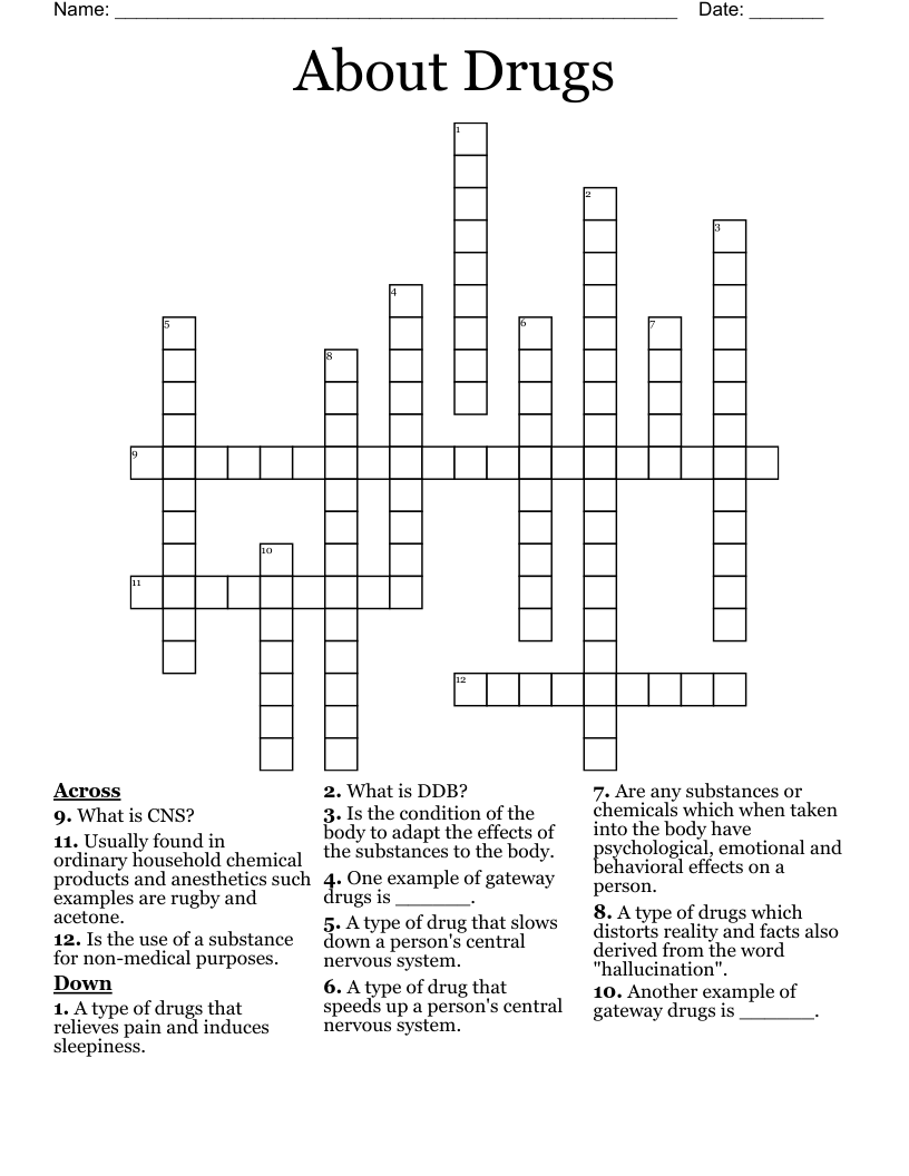About Drugs Crossword