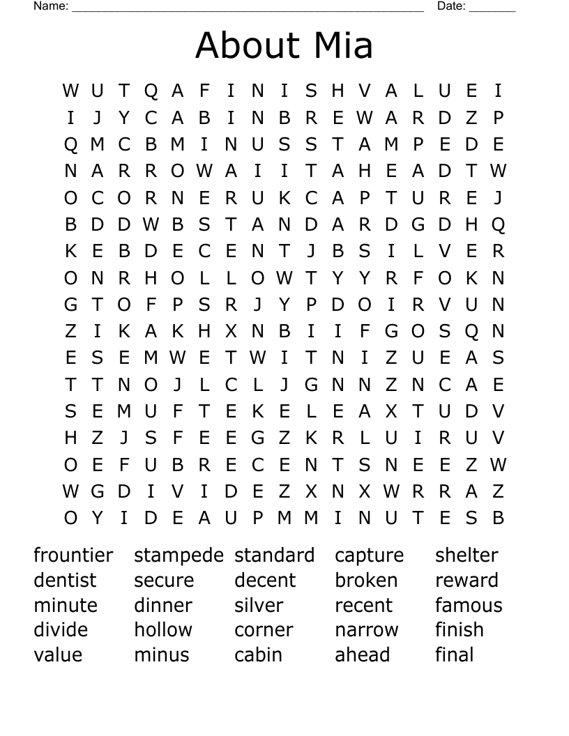 About Mia Word Search