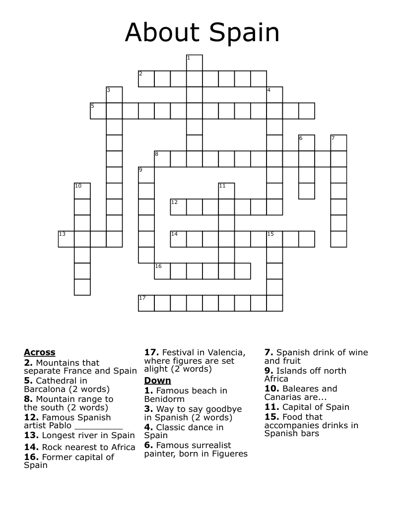 About Spain Crossword