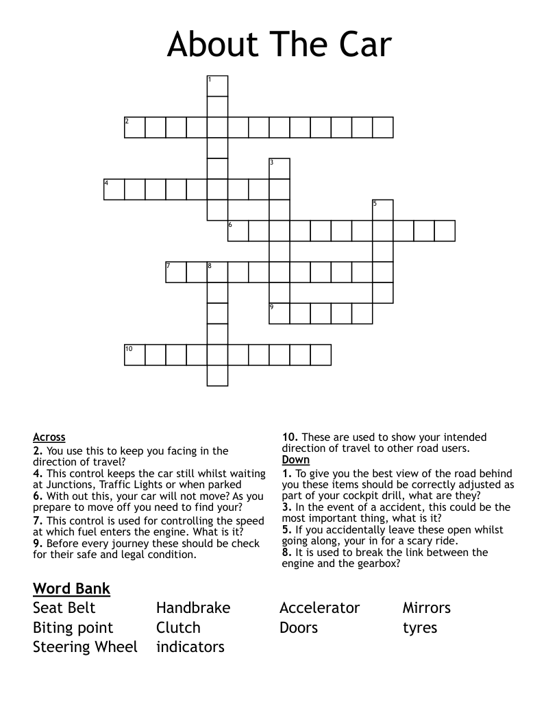 About The Car Crossword