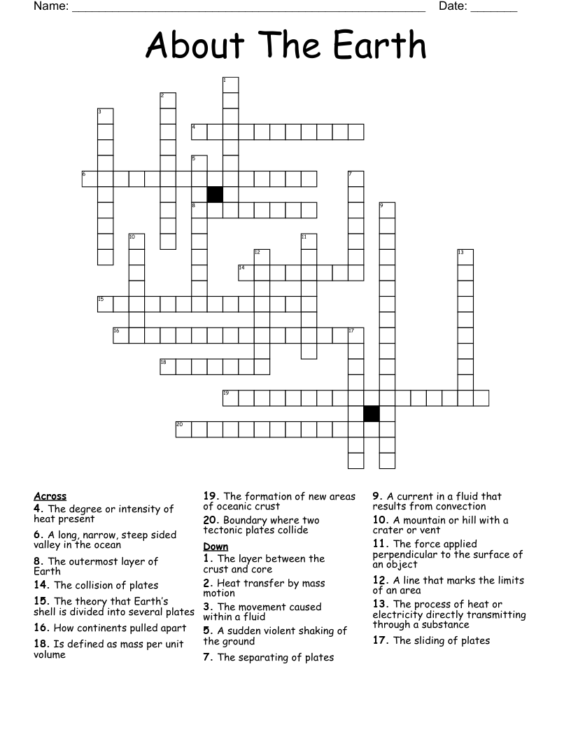 About The Earth Crossword