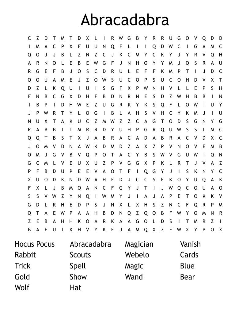Abracadabra Word Search