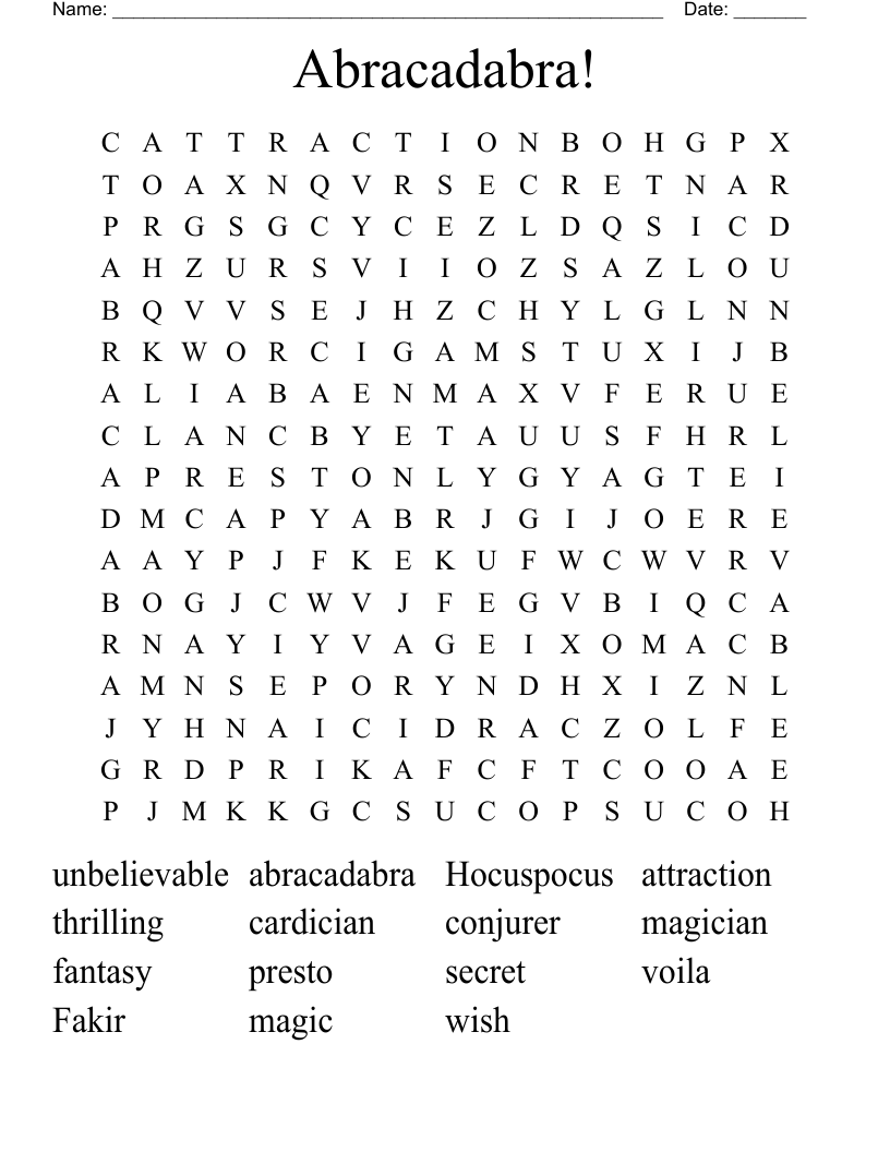 Abracadabra! Word Search