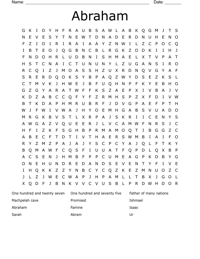 Abraham Word Search