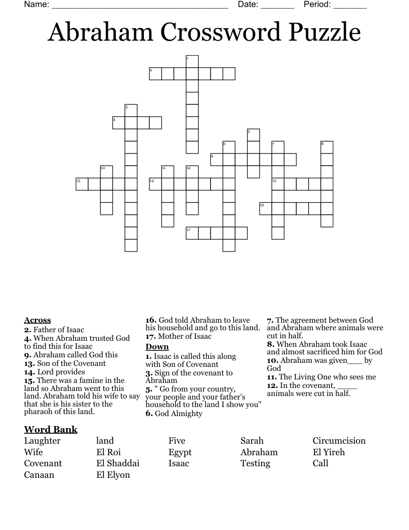 Abraham Crossword Puzzle