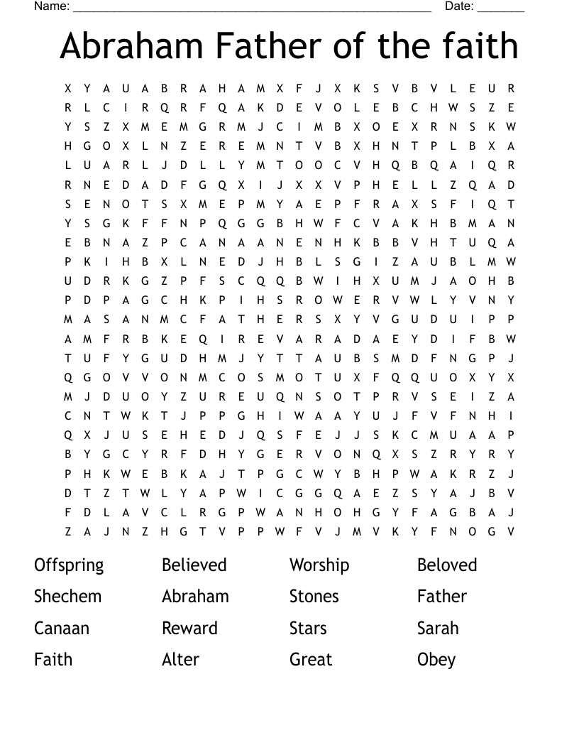 Abraham Father of the faith Word Search
