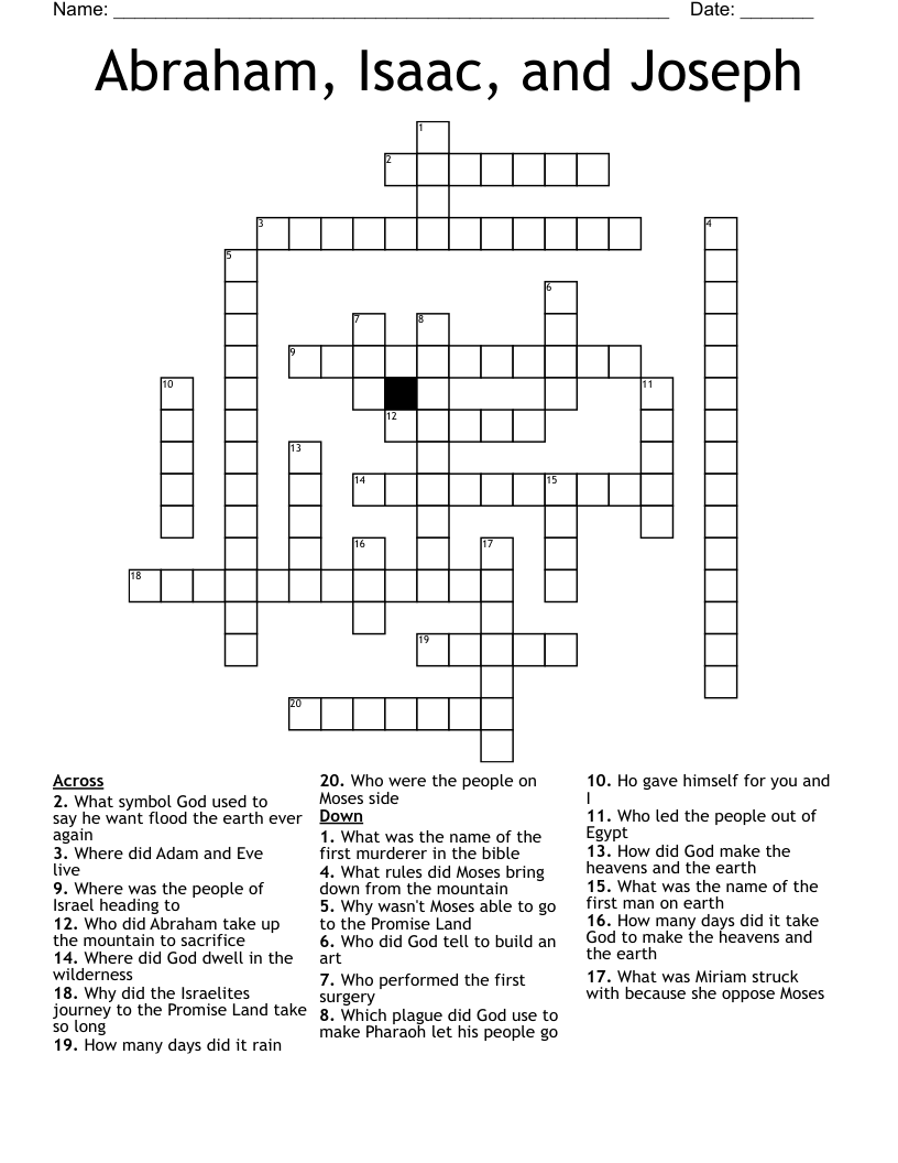 Abraham, Isaac, and Joseph Crossword