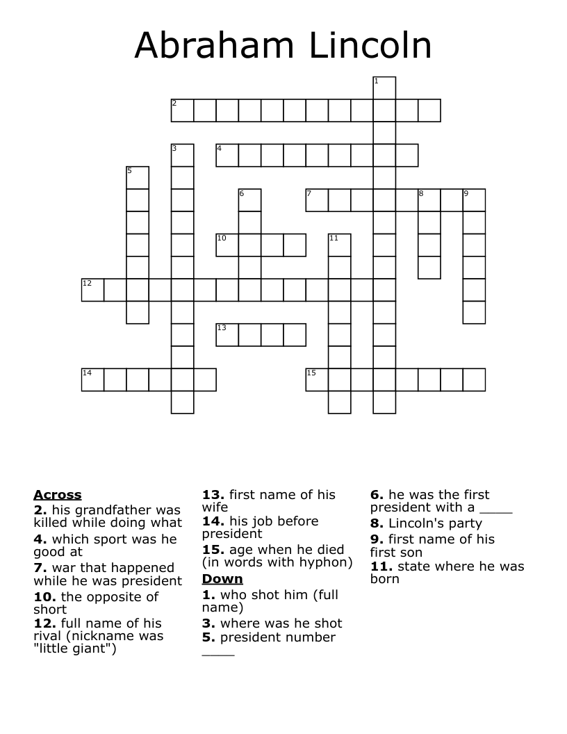 Abraham Lincoln Crossword