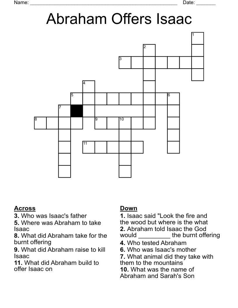 Abraham Offers Isaac Crossword
