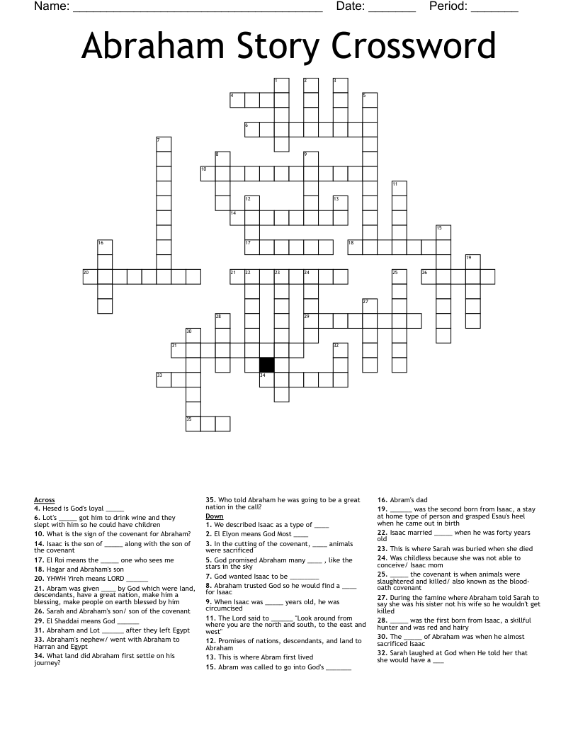 Abraham Story Crossword