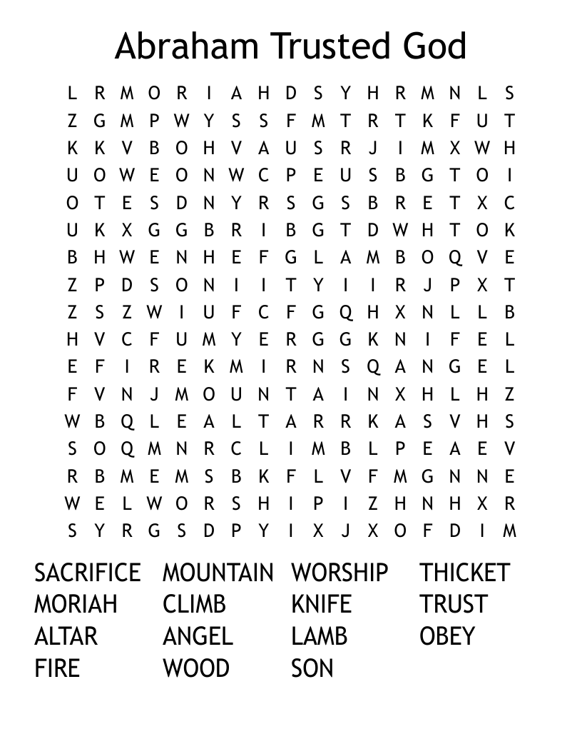 Abraham Trusted God Word Search