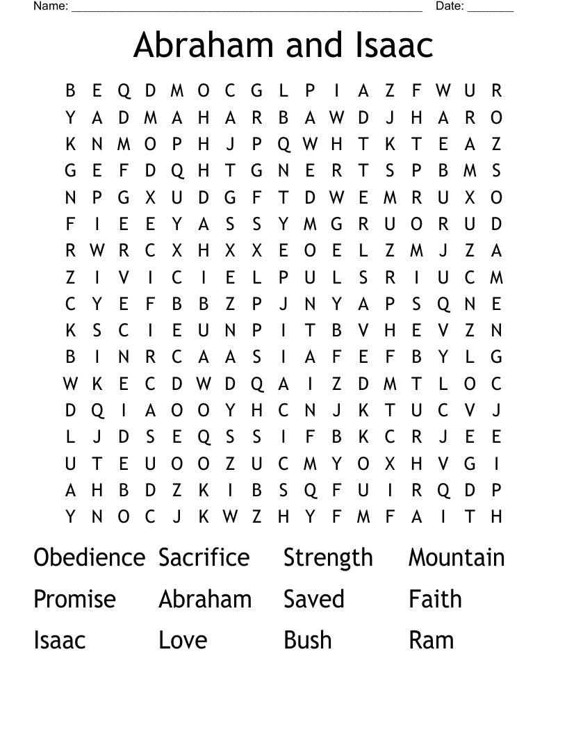 Abraham and Isaac Word Search