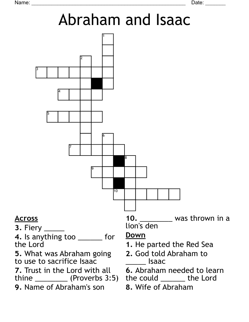 Abraham and Isaac Crossword