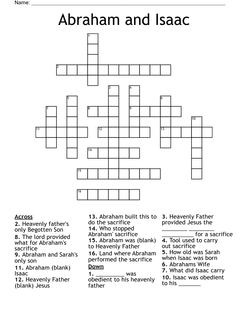 Abraham and Isaac Crossword