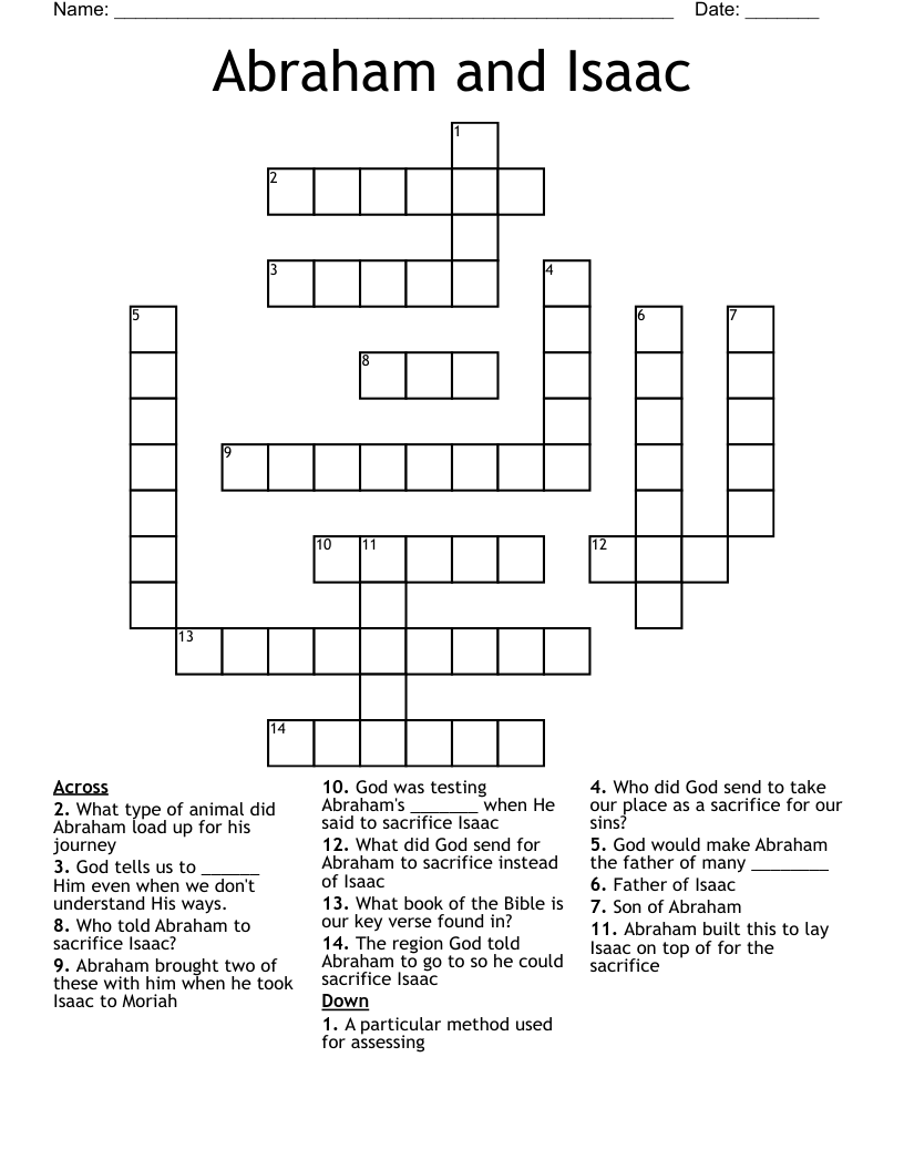 Abraham and Isaac Crossword