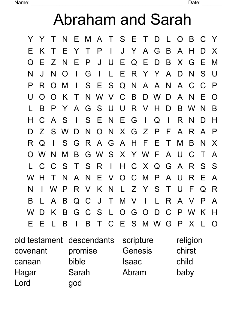 Abraham and Sarah Word Search