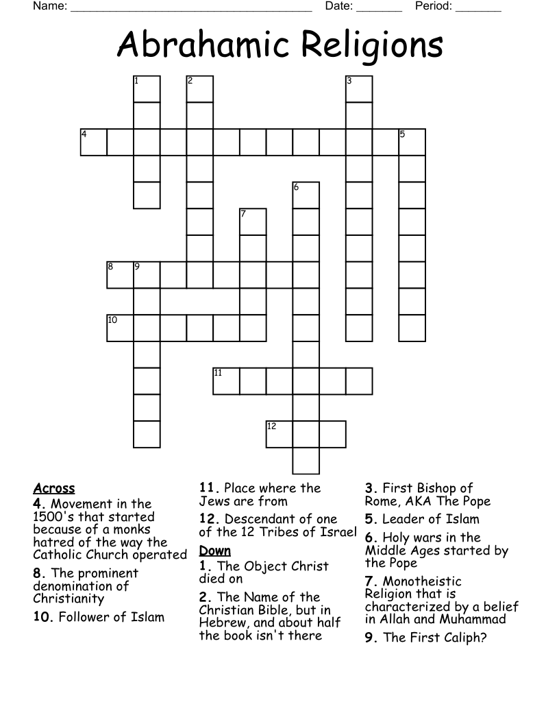 Abrahamic Religions Crossword