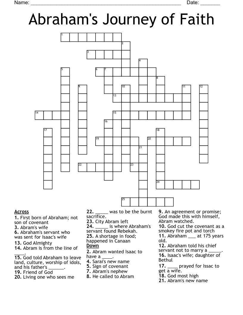 Abraham's Journey of Faith Crossword