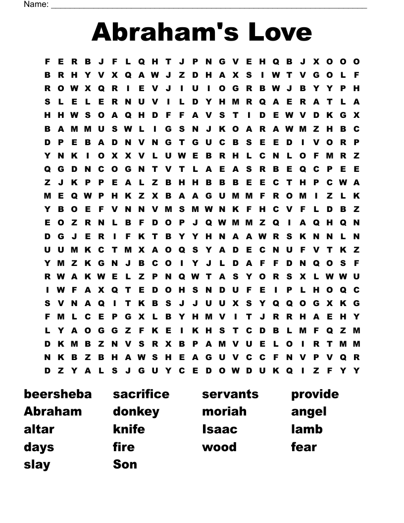 Abraham's Love Word Search