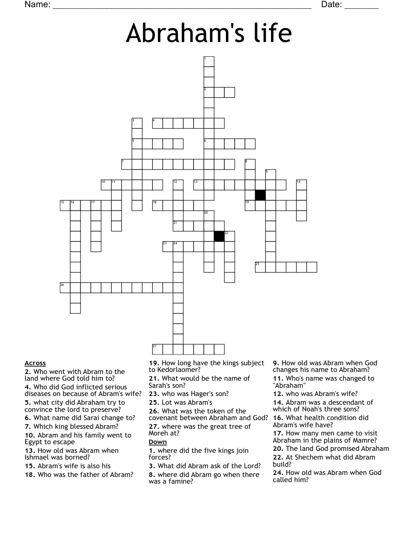 Abraham's life Crossword