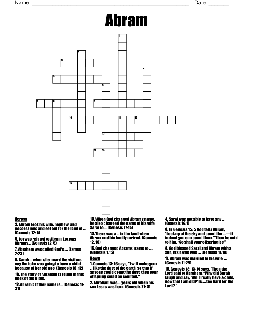 Abram  Crossword