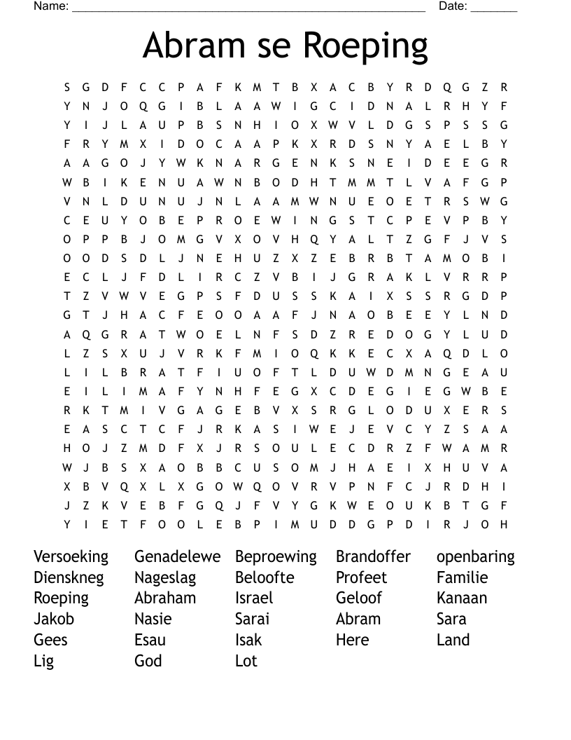 Abram se Roeping Word Search