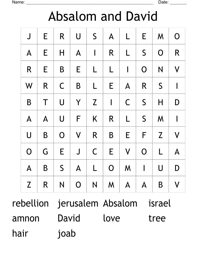 Absalom and David Word Search