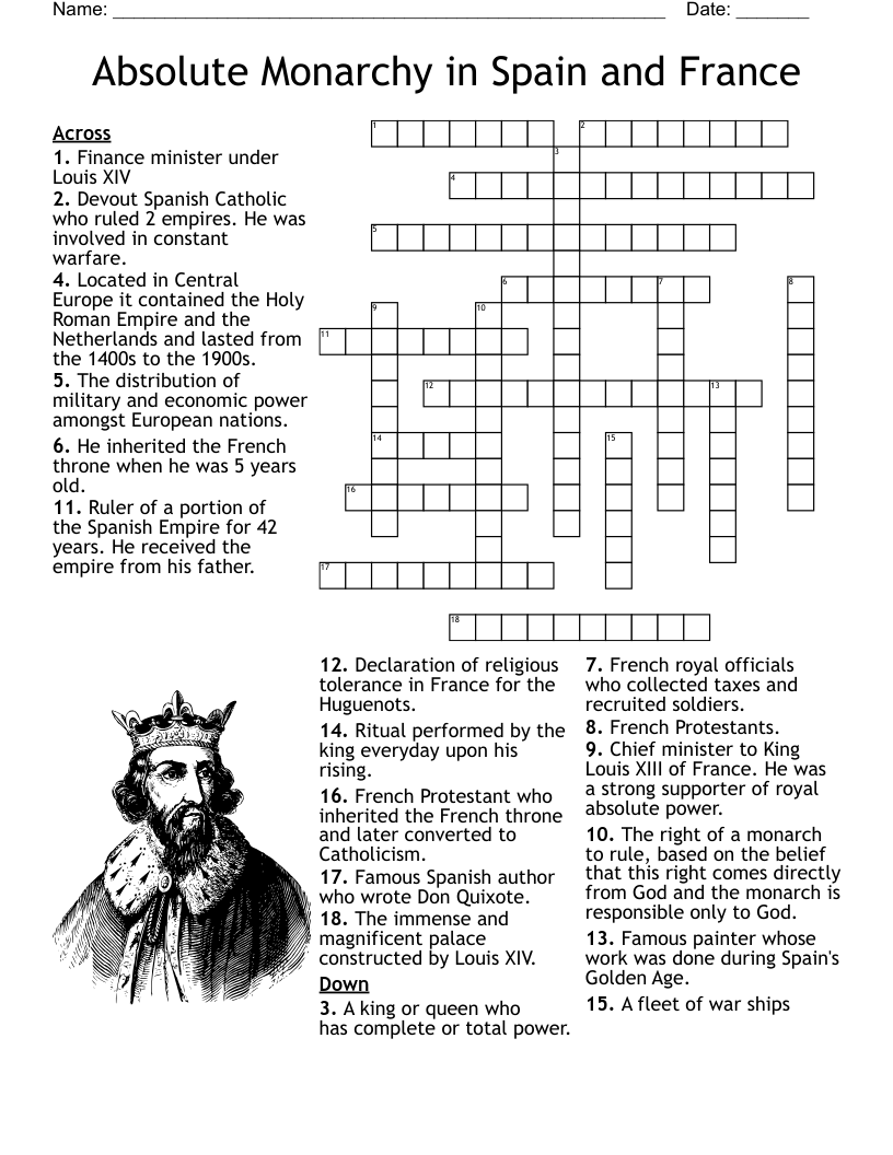 Absolute Monarchy in Spain and France Crossword