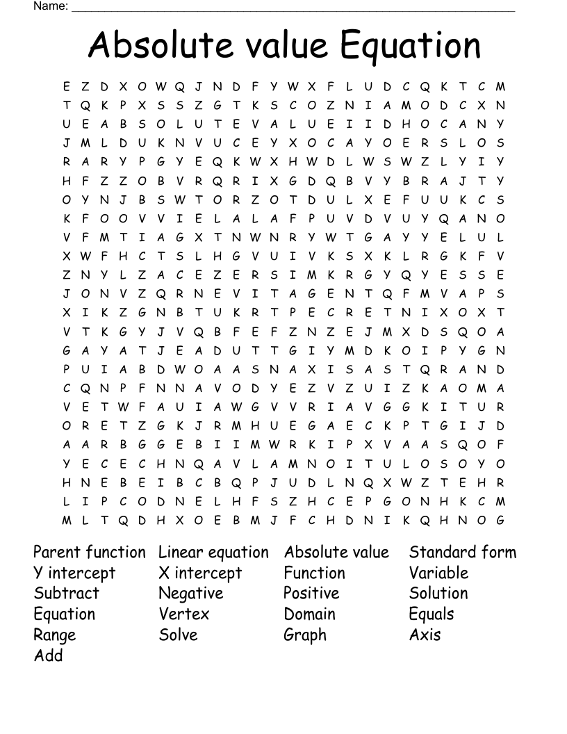 Absolute value Equation  Word Search