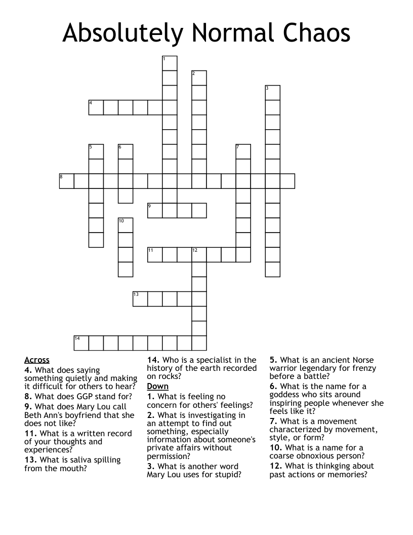 Absolutely Normal Chaos Crossword