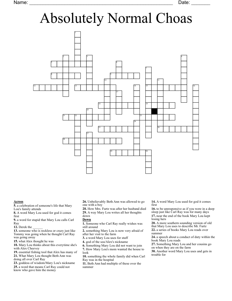 Absolutely Normal Choas Crossword