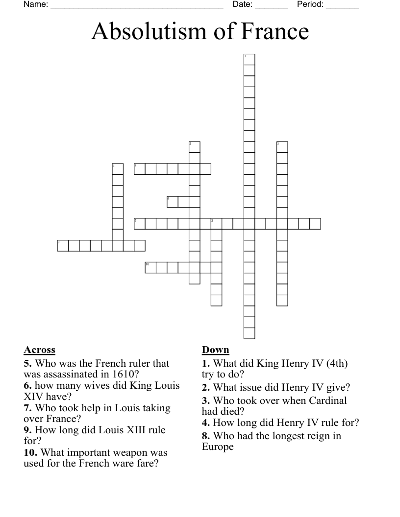 Absolutism of France  Crossword